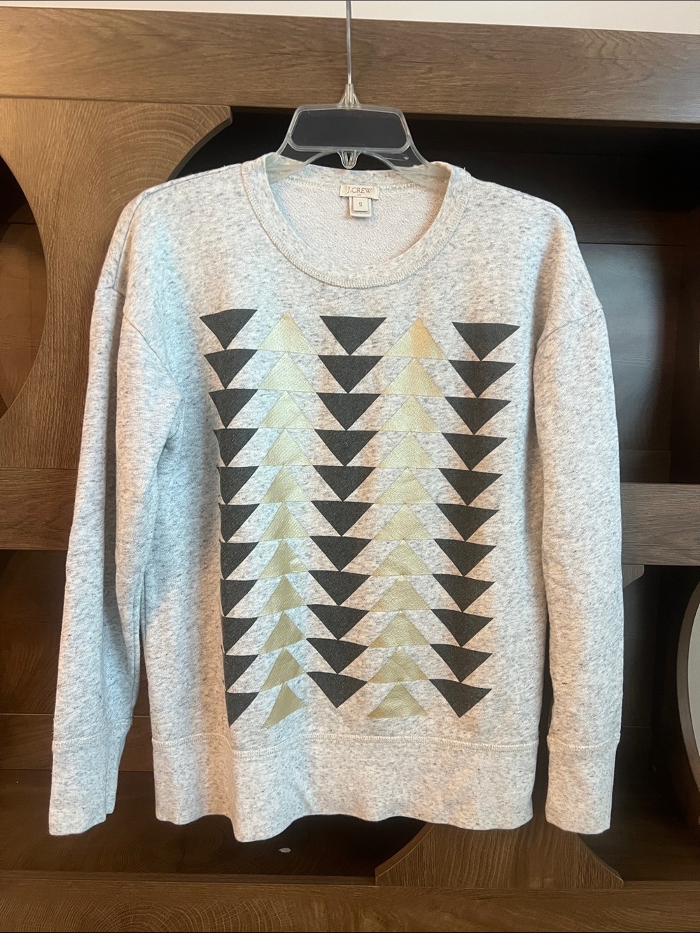 J. Crew Women's Heather Gray Geometric Crewneck Sweatshirt